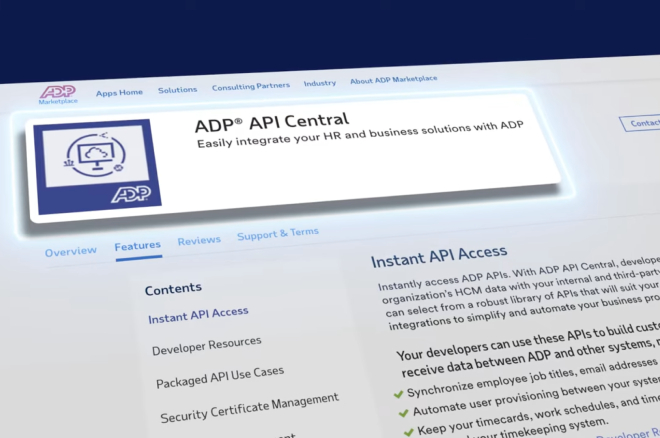 API Central streamlines the integration of HR systems, providing seamless access to ADP workforce data